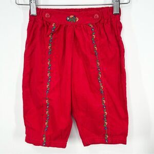 NWT Baby Gap Red Corduroy Floral Embroidered Pants Large 12-18 Months
